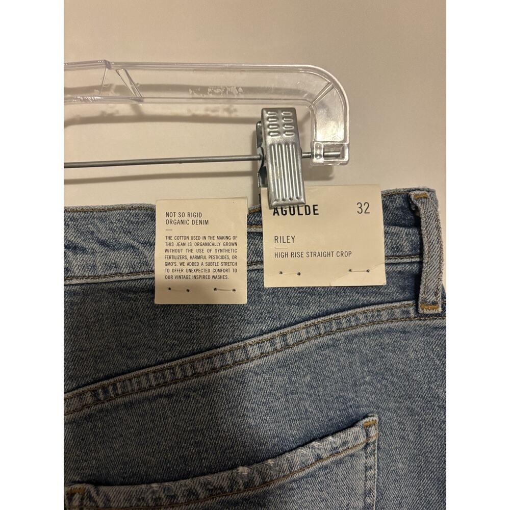 Agolde Jeans 32 Blue Riley High Rise Straight Crop New - Picture 7 of 12